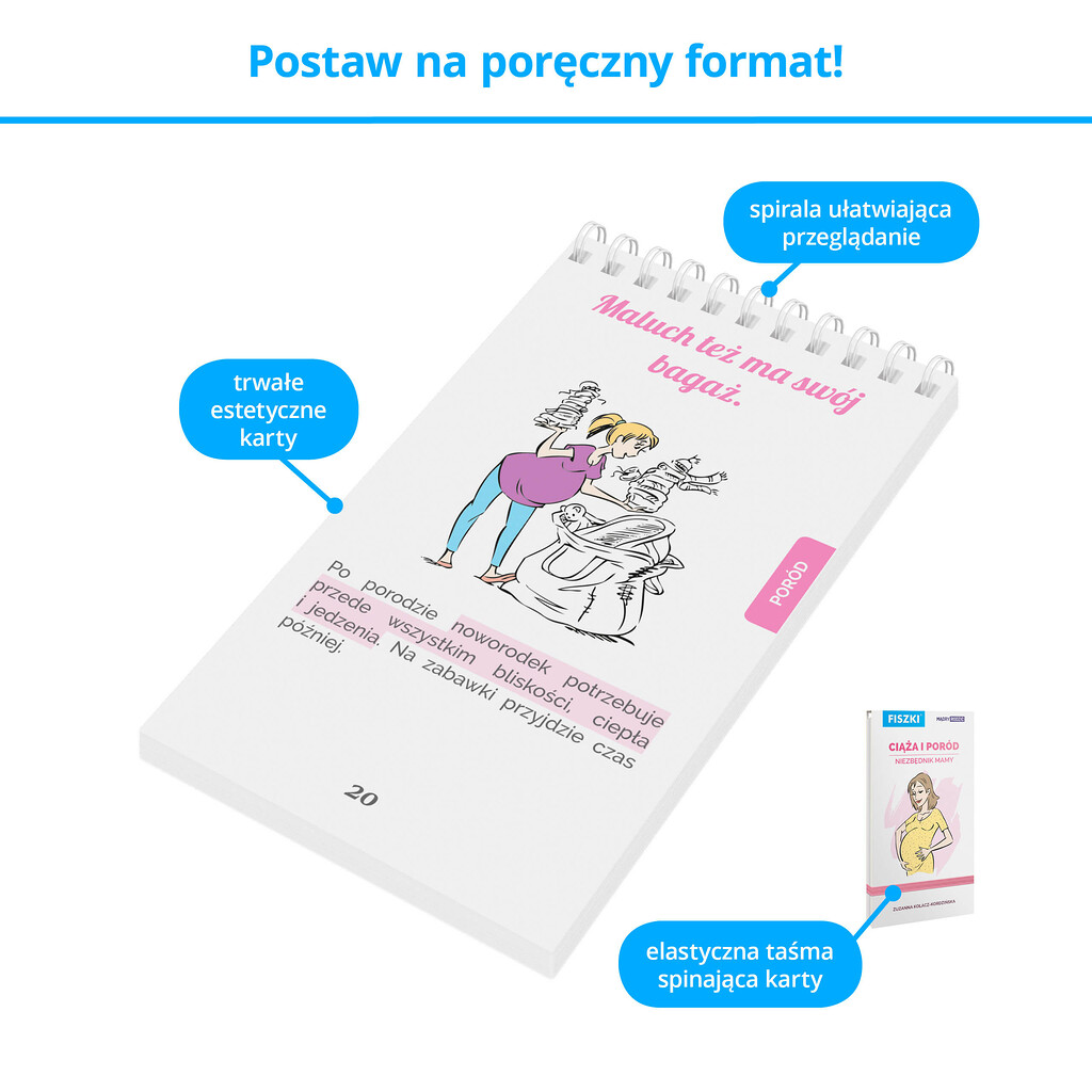Seria Mądry Rodzic - trwałe i estetyczne karty spięte spiralą ułatwiającą przeglądanie
