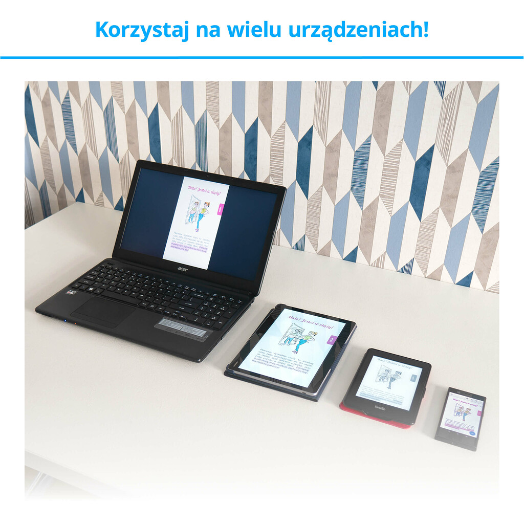E-booki - możliwość czytania na komputerze, tablecie. czytniku e-booków, smartfonie