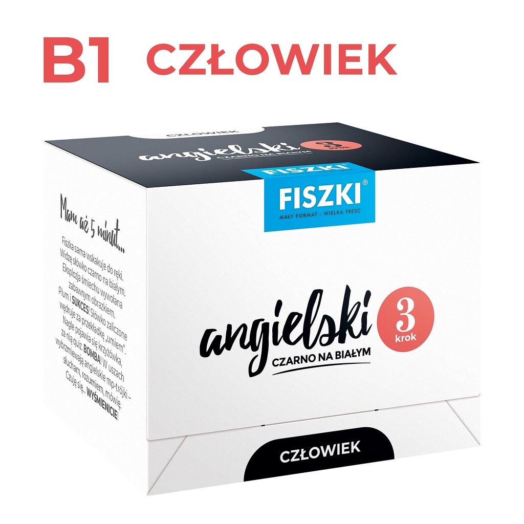 Fiszki ilustrowane - angielski czarno na białym - człowiek - krok 3 - skuteczna i szybka metoda nauki języka angielskiego