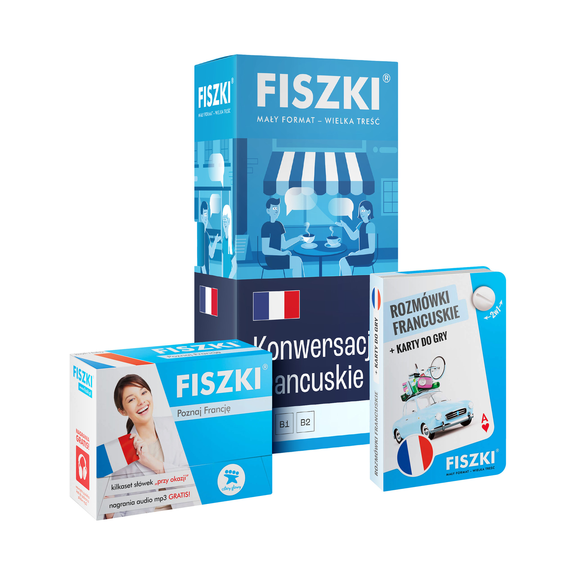 Zestaw FISZKI - język francuski - Kurs francuski dla podróżników (poziom A1-B2)