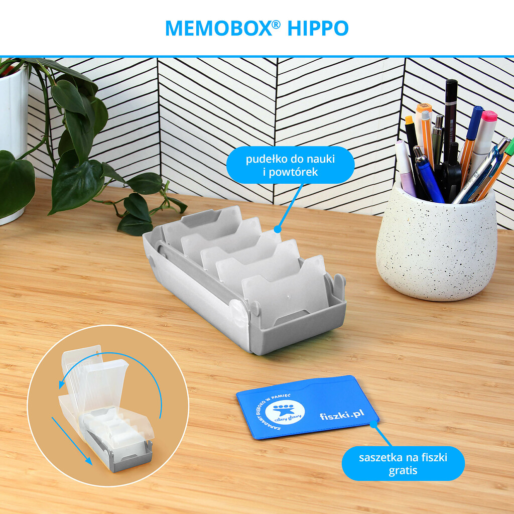 Memobox Hippo - pudłeko do efektywnej nauki języków obcych z fiszek
