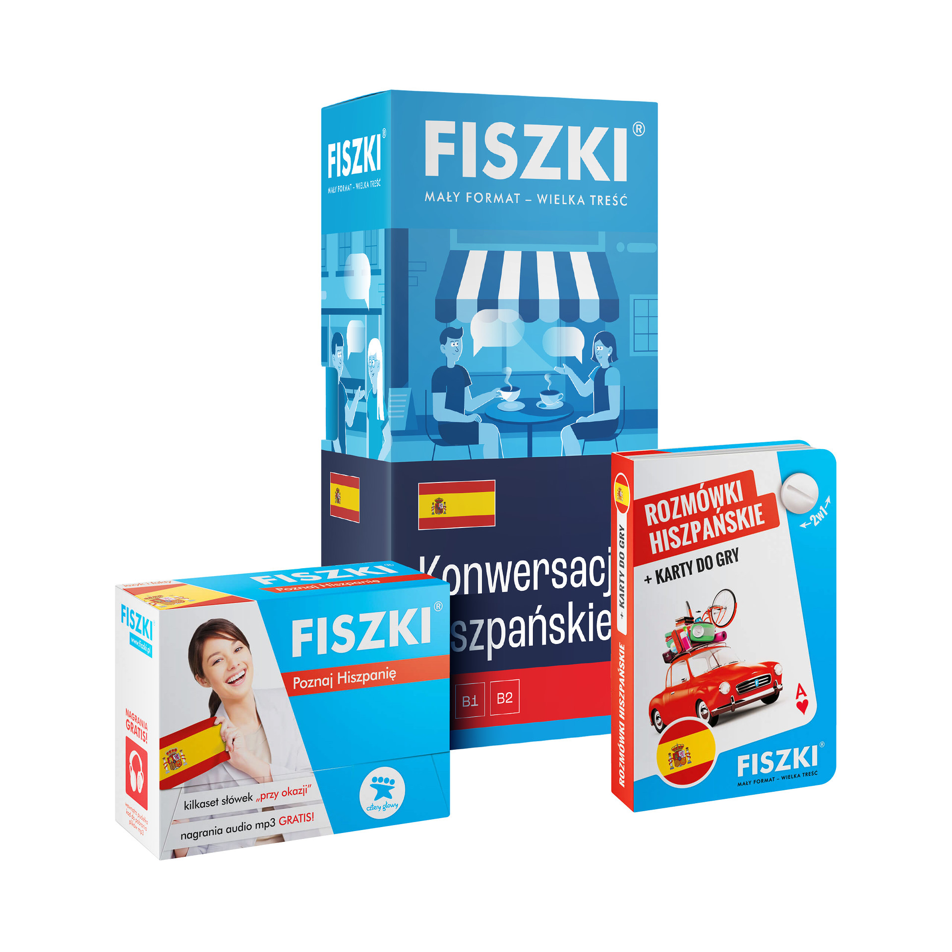 Zestaw FISZKI - język hiszpański - Kurs hiszpański dla podróżników (poziom A1-B2)