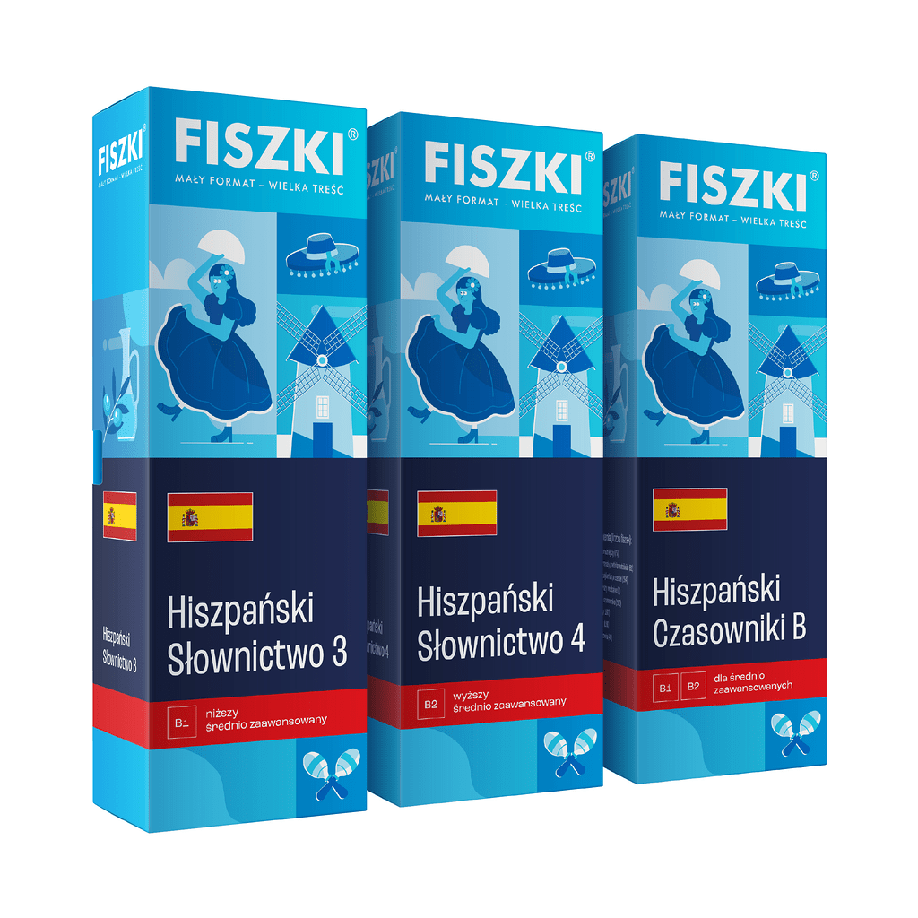 Zestaw fiszek - Hiszpański dla średnio zaawansowanych - skuteczna i szybka metoda nauki języka hiszpańskiego
