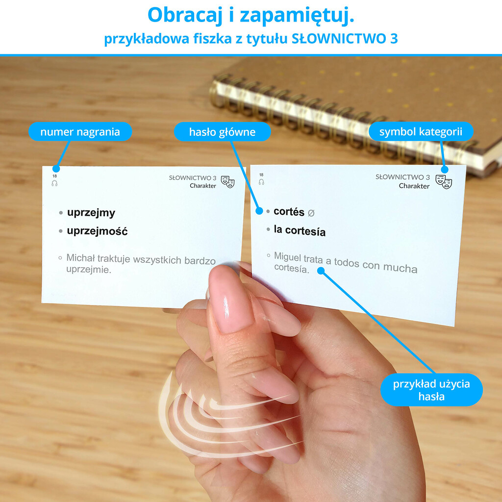 Przykładowa fiszka z tytułu hiszpański - Słownictwo 3