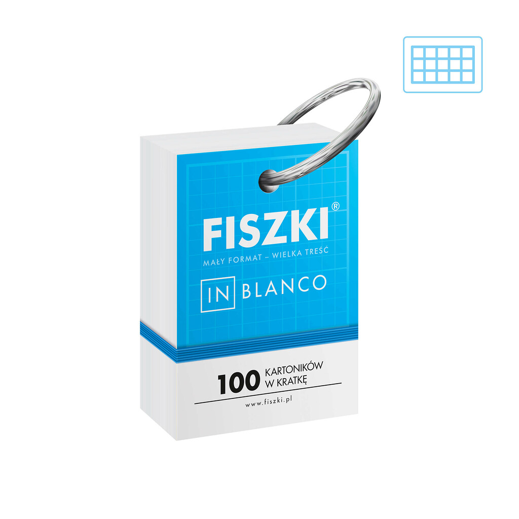 Fiszki in blanco ring - 100 sztuk czystych fiszek w standardowym formacie na metalowym kółeczku