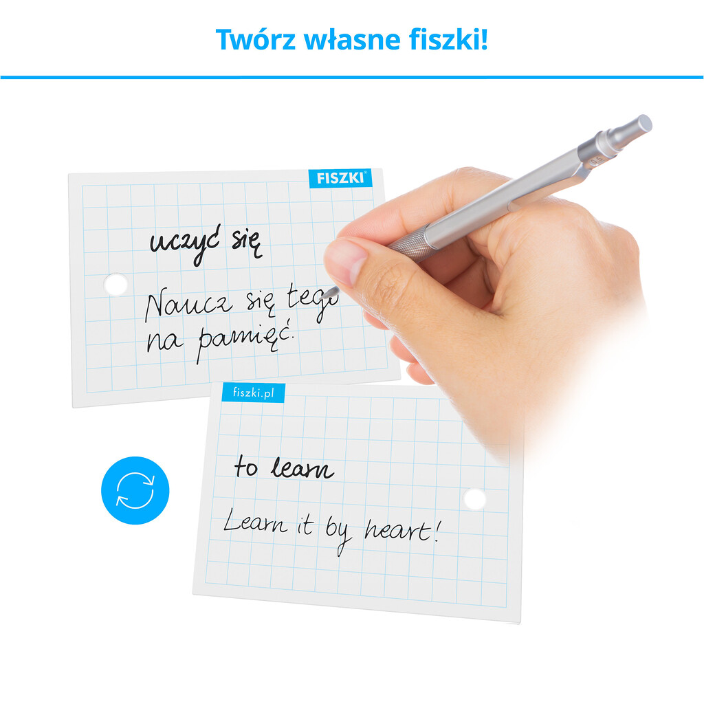 Fiszki in blanco ring - przykładowa samodzielnie wykonana fiszka