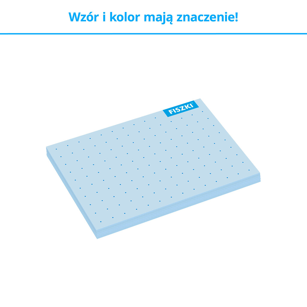 Fiszki in blanco - czyste fiszki w kolorze błękitnym w kropki