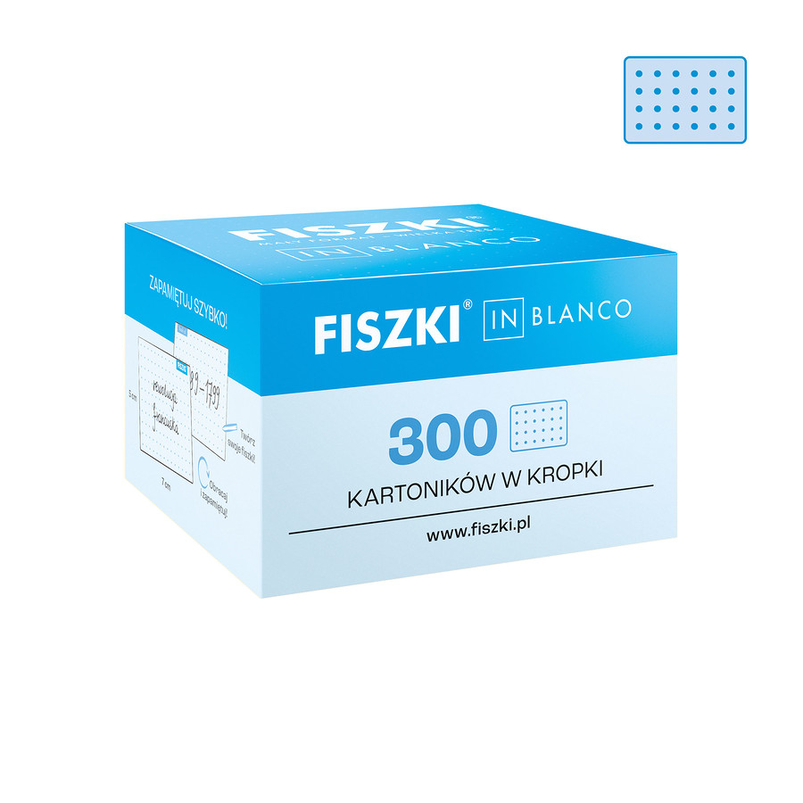 IN BLANCO 300 - czyste fiszki (standardowy format, błękitne, w kropki)