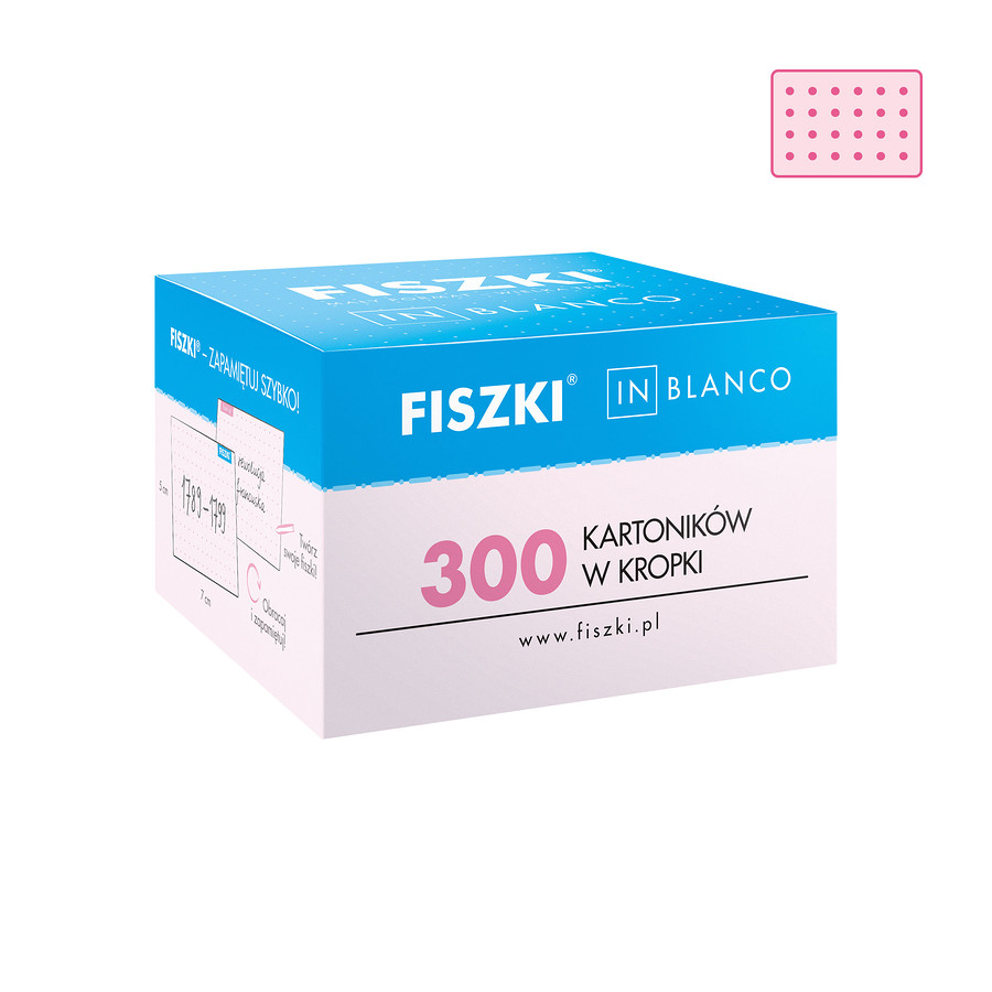 IN BLANCO 300 - czyste fiszki (standardowy format, truskawkowe, w kropki)