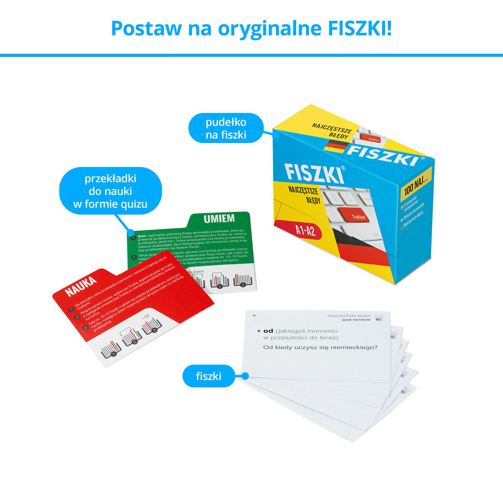 Fiszki - zestaw do szybkiej nauki języka niemieckiego na poziomie podstawowym