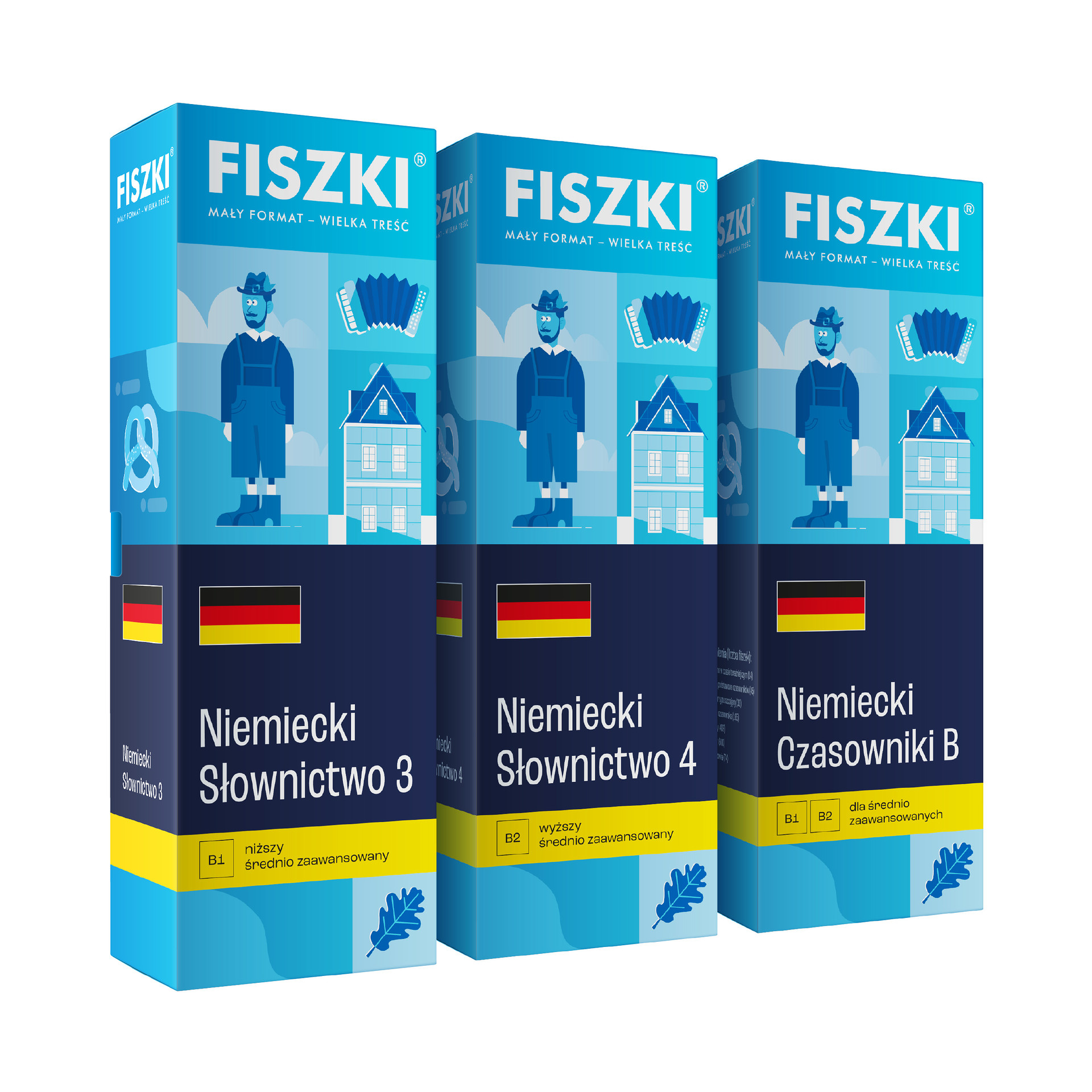 Zestaw FISZKI - język niemiecki - Kurs niemiecki dla średnio zaawansowanych (poziom B1-B2)