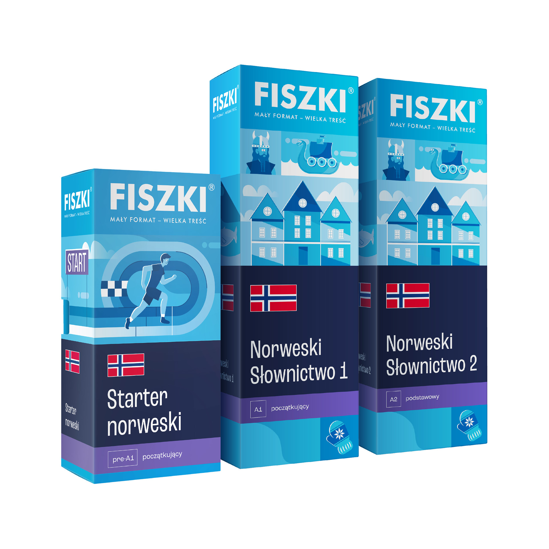 Zestaw FISZKI - język norweski - Kurs norweski dla początkujących (poziom A1-A2)