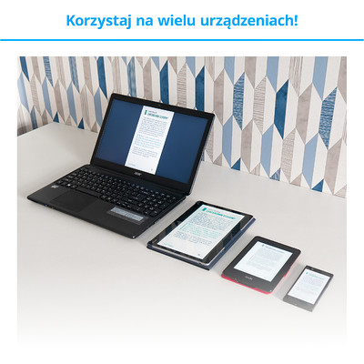 E-booki - możliwość czytania na komputerze, tablecie. czytniku e-booków, smartfonie