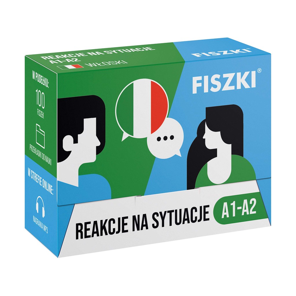 Fiszki - język włoski - reakcje na sytuacje A1-A2 - skuteczna i szybka metoda nauki języka włoskiego