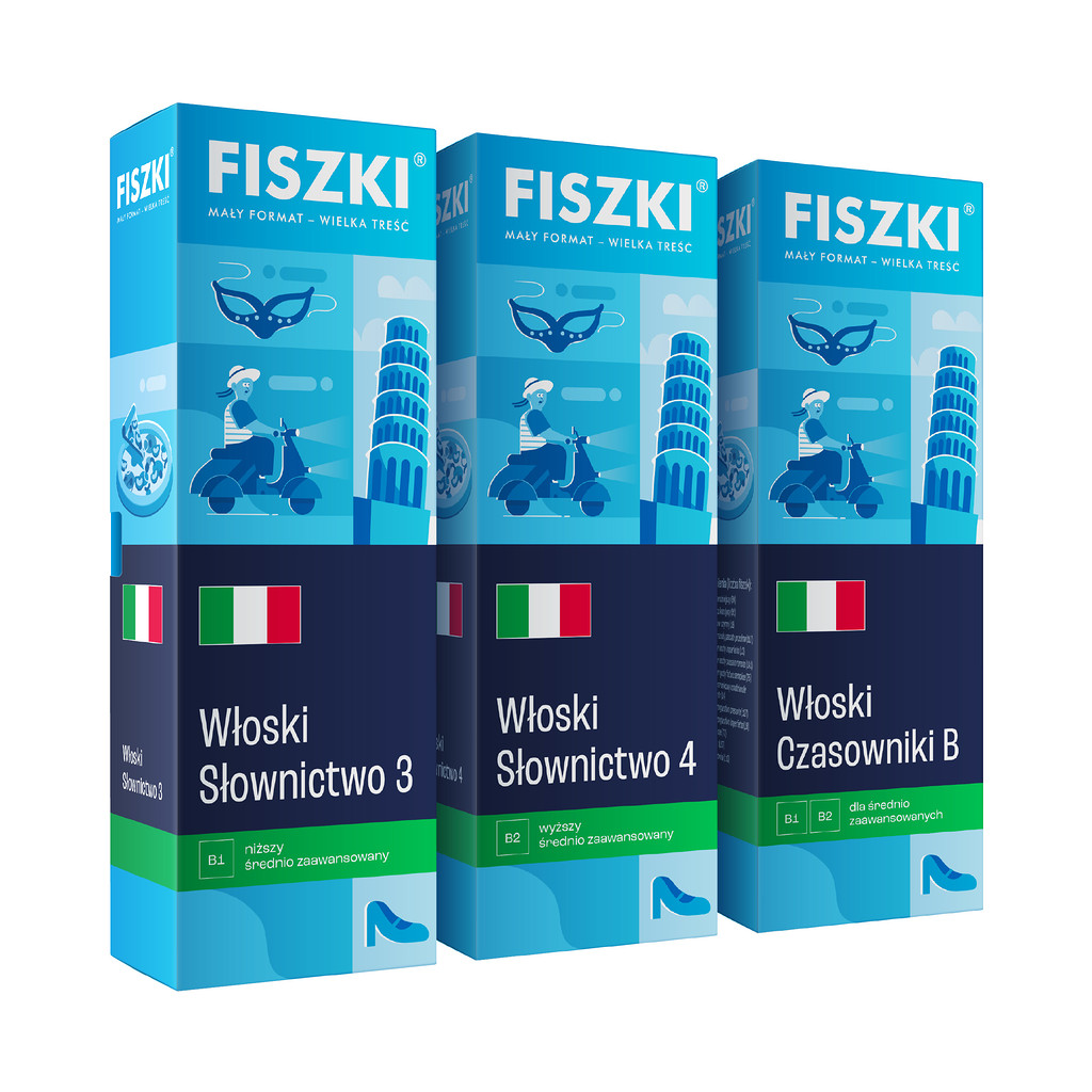 Zestaw fiszek - Włoski dla średnio zaawansowanych - skuteczna i szybka metoda nauki języka włoskiego